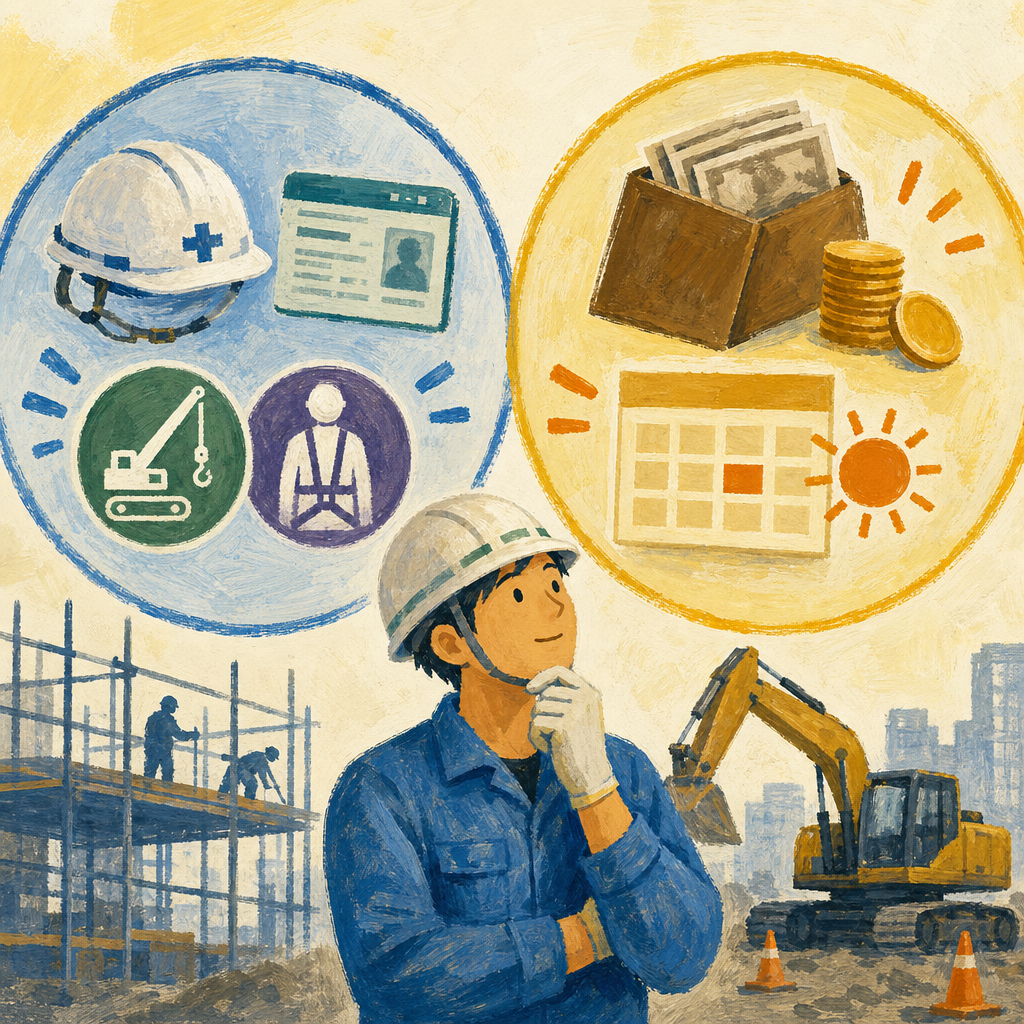 2026年7月の現場求人、資格欄と日給欄の見方