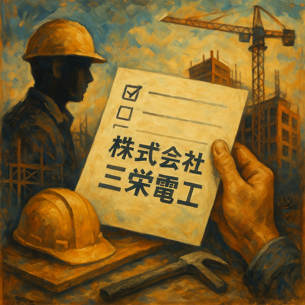 現場 求人の応募前チェック3項目|社名確認例:株式会社三栄電工
