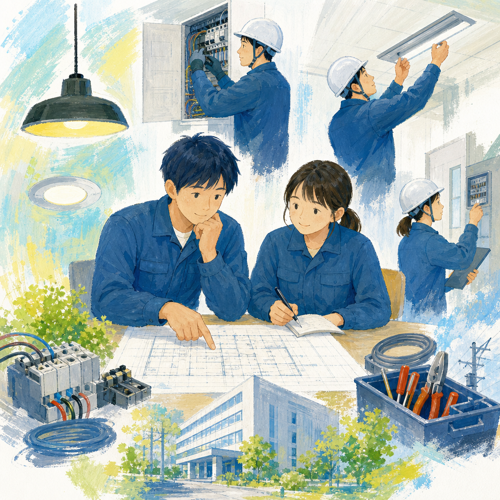 株式会社三栄電工の電気設備工事は図面から点検まで学べる